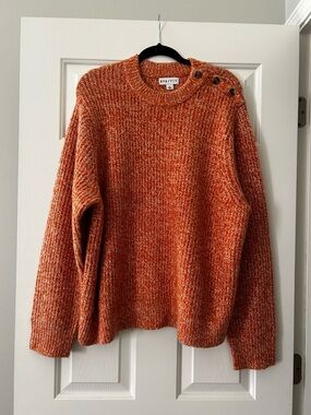 Ava & Viv Orange and Cream Marled Crew Sweater Size XXL